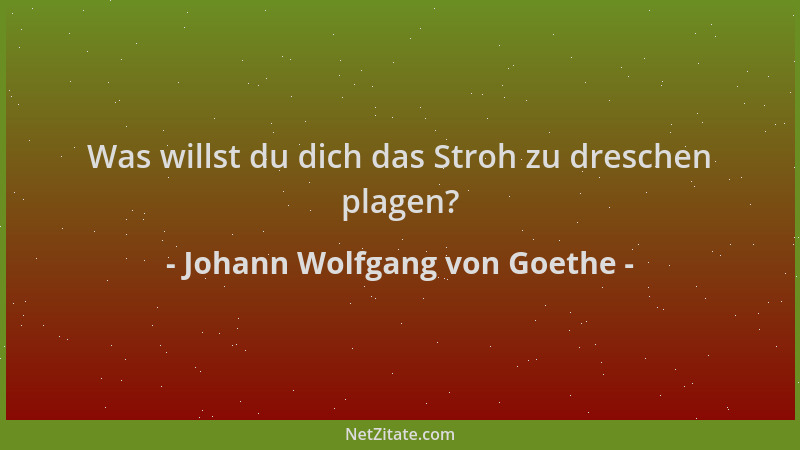 Johann Wolfgang von Goethe - Was willst du dich das Stroh zu dreschen plagen?...