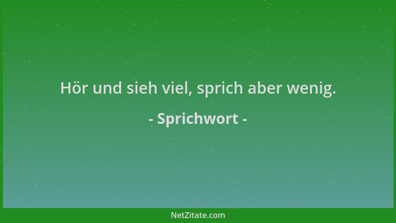 Sprichwort - Hör und sieh viel, sprich aber wenig....