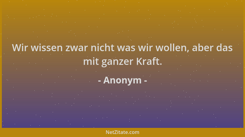 Anonym - Wir wissen zwar nicht was wir wollen, aber das mit ganzer Kraft....