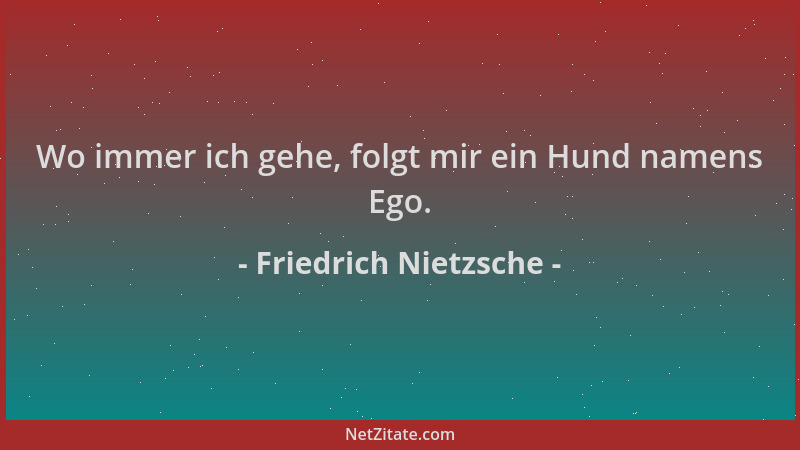 Friedrich Nietzsche - Wo immer ich gehe, folgt mir ein Hund namens Ego....