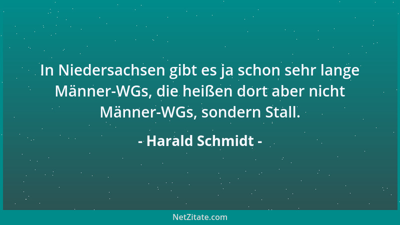 Harald Schmidt - In Niedersachsen gibt es ja schon sehr lange Männer-WGs, die heißen dort aber nicht Männer-WGs, sondern St...