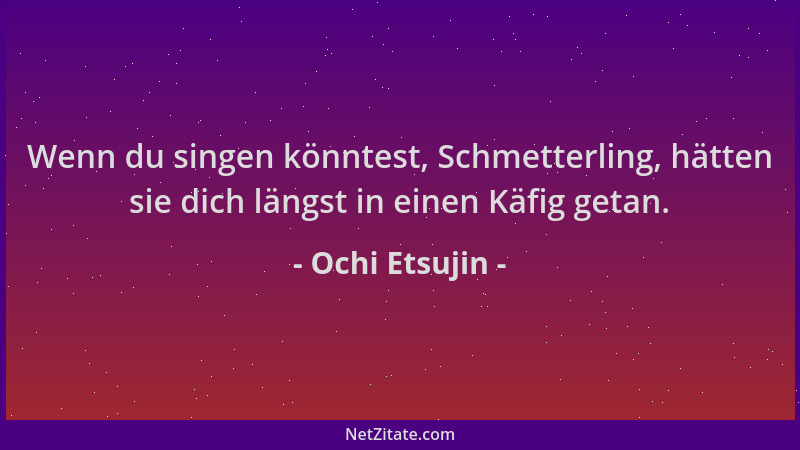 Ochi Etsujin - Wenn du singen könntest, Schmetterling, hätten sie dich längst in einen Käfig getan....