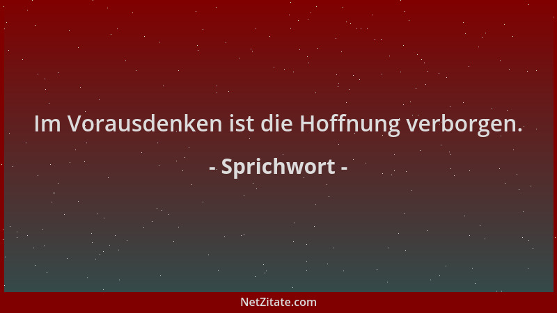 Sprichwort - Im Vorausdenken ist die Hoffnung verborgen....