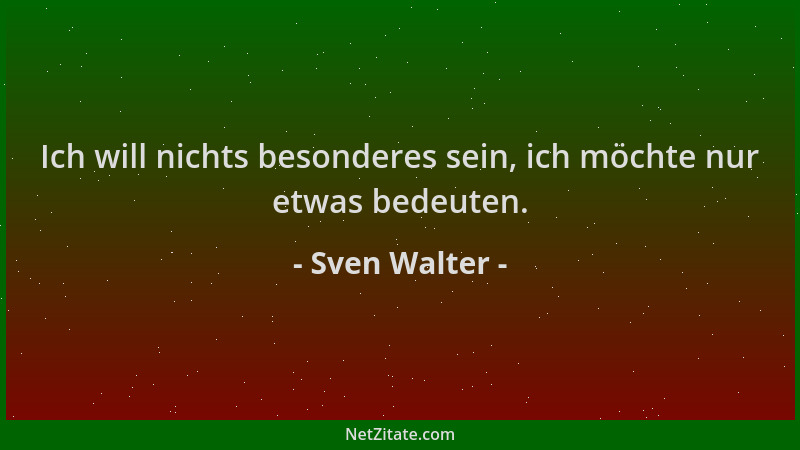 Sven Walter - Ich will nichts besonderes sein, ich möchte nur etwas bedeuten....