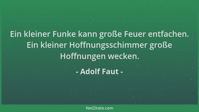 Adolf Faut - Ein kleiner Funke kann große Feuer entfachen. Ein kleiner Hoffnungsschimmer große Hoffnungen wecken....