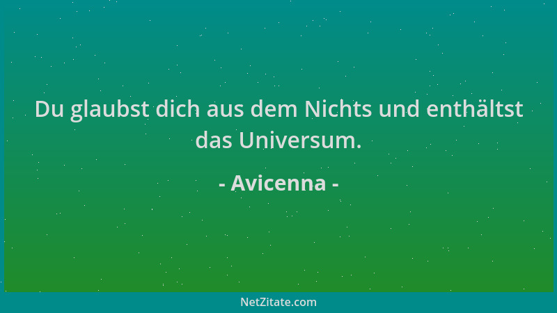 Avicenna - Du glaubst dich aus dem Nichts und enthältst das Universum....
