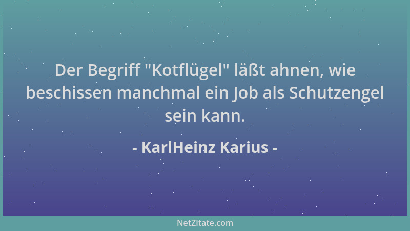 KarlHeinz Karius - Der Begriff  "Kotflügel " läßt ahnen, wie beschissen manchmal ein Job als Schutzengel sein kann....