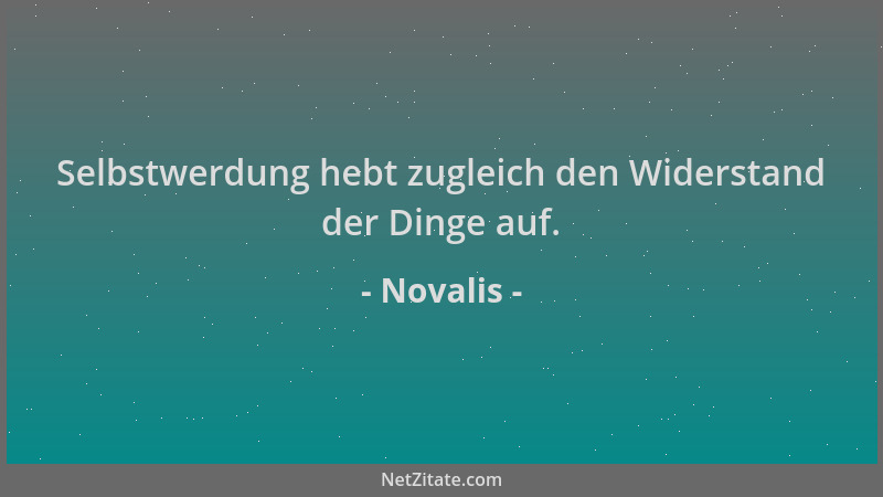 Novalis - Selbstwerdung hebt zugleich den Widerstand der Dinge auf....