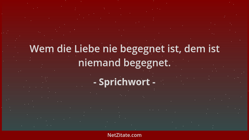 Sprichwort - Wem die Liebe nie begegnet ist, dem ist niemand begegnet....