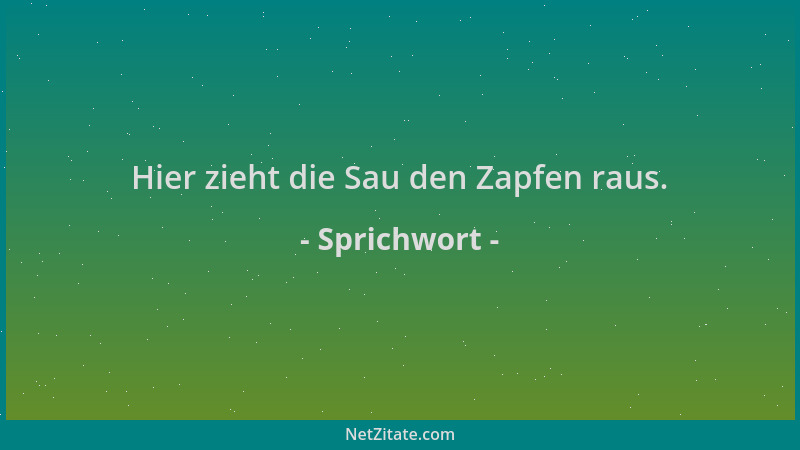 Sprichwort - Hier zieht die Sau den Zapfen raus....