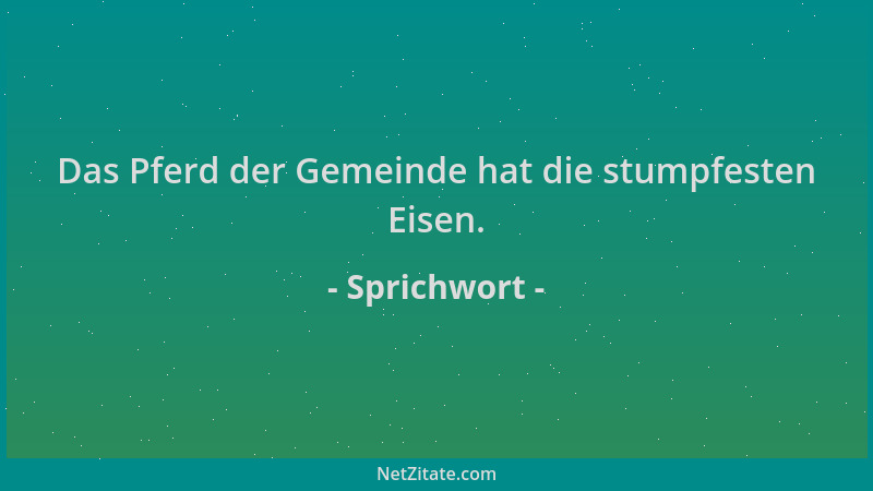 Sprichwort - Das Pferd der Gemeinde hat die stumpfesten Eisen....