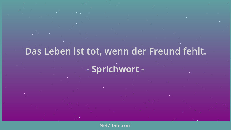 Sprichwort - Das Leben ist tot, wenn der Freund fehlt....