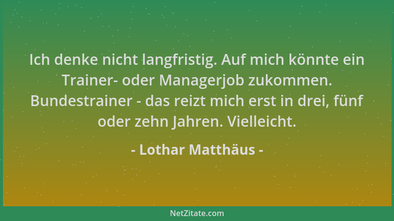 Lothar Matthäus - Ich denke nicht langfristig. Auf mich könnte ein Trainer- oder Managerjob zukommen. Bundestrainer - das r...