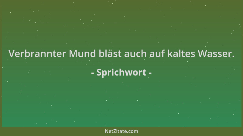 Sprichwort - Verbrannter Mund bläst auch auf kaltes Wasser....