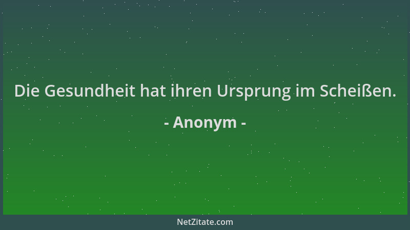 Anonym - Die Gesundheit hat ihren Ursprung im Scheißen....