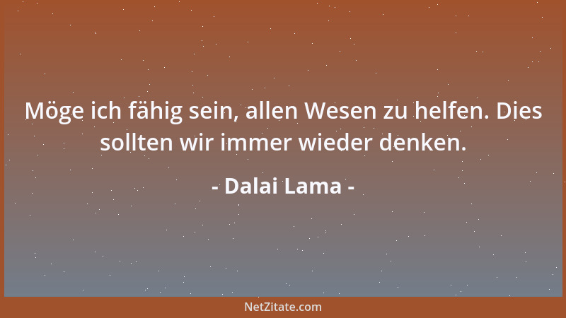 Dalai Lama - Möge ich fähig sein, allen Wesen zu helfen. Dies sollten wir immer wieder denken....