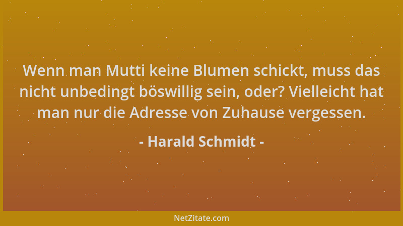 Harald Schmidt - Wenn man Mutti keine Blumen schickt, muss das nicht unbedingt böswillig sein, oder? Vielleicht hat man nur...