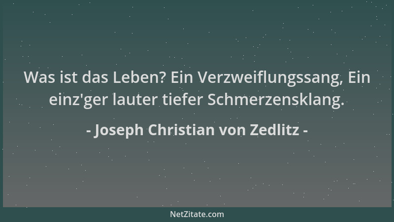 Joseph Christian von Zedlitz - Was ist das Leben? Ein Verzweiflungssang, Ein einz 'ger lauter tiefer Schmerzensklang....
