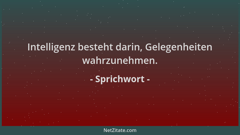 Sprichwort - Intelligenz besteht darin, Gelegenheiten wahrzunehmen....