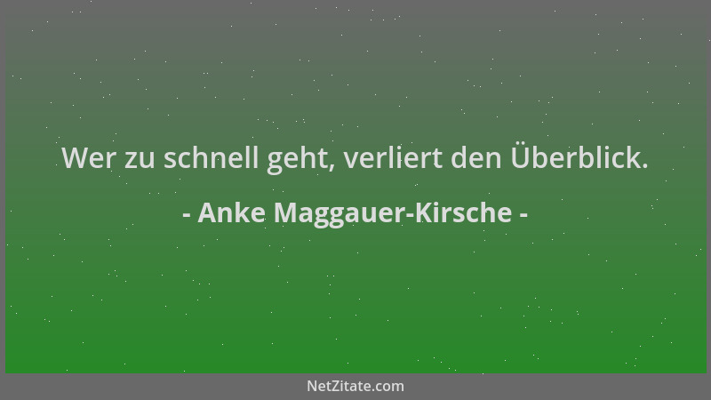 Anke Maggauer-Kirsche - Wer zu schnell geht, verliert den Überblick....