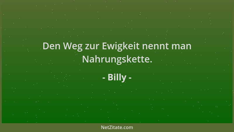 Billy - Den Weg zur Ewigkeit nennt man Nahrungskette....