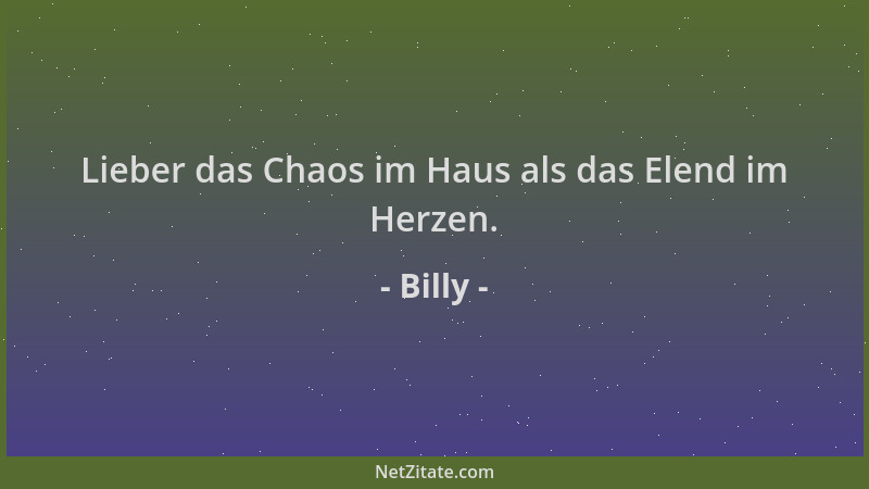 Billy - Lieber das Chaos im Haus als das Elend im Herzen....