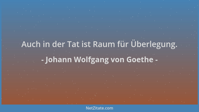 Johann Wolfgang von Goethe - Auch in der Tat ist Raum für Überlegung....