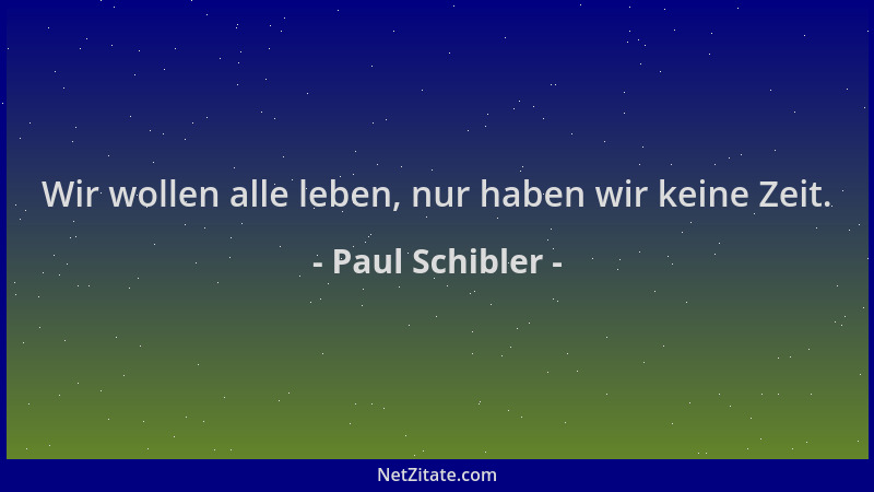 Paul Schibler - Wir wollen alle leben, nur haben wir keine Zeit....
