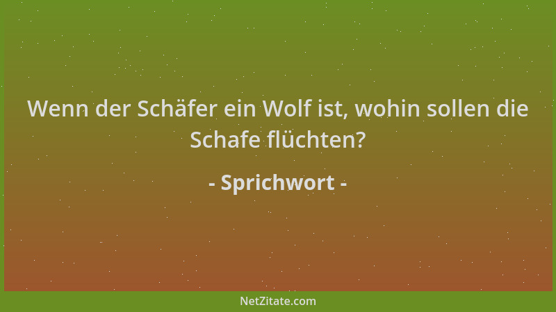 Sprichwort - Wenn der Schäfer ein Wolf ist, wohin sollen die Schafe flüchten?...