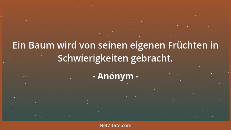 Anonym - Ein Baum wird von seinen eigenen Früchten in Schwierigkeiten gebracht....
