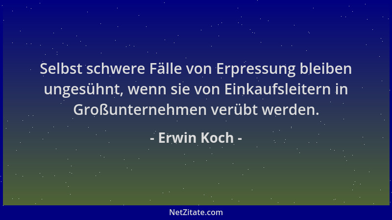 Erwin Koch - Selbst schwere Fälle von Erpressung bleiben ungesühnt, wenn sie von Einkaufsleitern in Großunternehmen verübt...