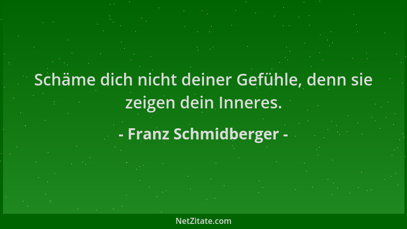 Franz Schmidberger - Schäme dich nicht deiner Gefühle, denn sie zeigen dein Inneres....