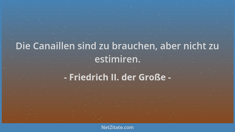 Friedrich II. der Große - Die Canaillen sind zu brauchen, aber nicht zu estimiren....