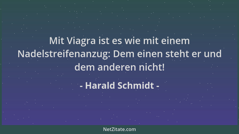 Harald Schmidt - Mit Viagra ist es wie mit einem Nadelstreifenanzug: Dem einen steht er und dem anderen nicht!...