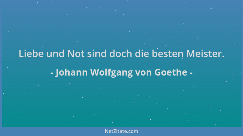 Johann Wolfgang von Goethe - Liebe und Not sind doch die besten Meister....