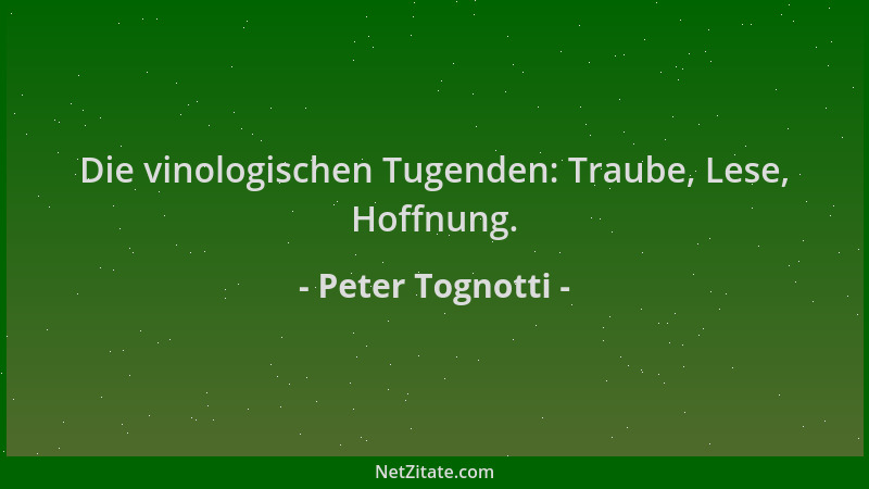 Peter Tognotti - Die vinologischen Tugenden: Traube, Lese, Hoffnung....