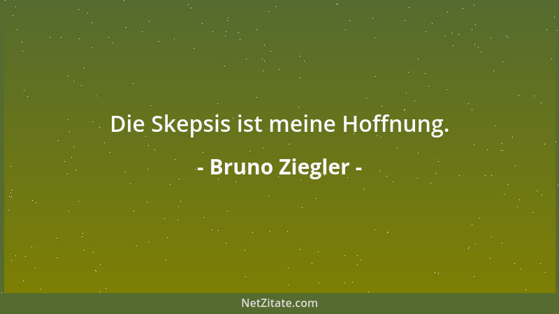 Bruno Ziegler - Die Skepsis ist meine Hoffnung....