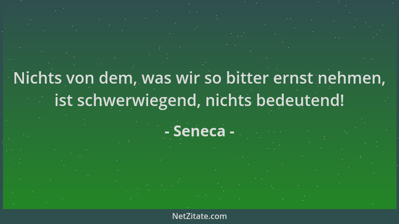 Seneca - Nichts von dem, was wir so bitter ernst nehmen, ist schwerwiegend, nichts bedeutend!...