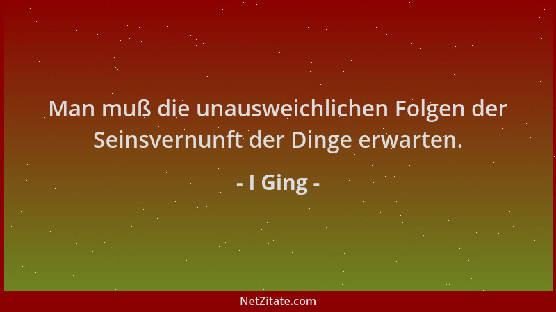I Ging - Man muß die unausweichlichen Folgen der Seinsvernunft der Dinge erwarten....