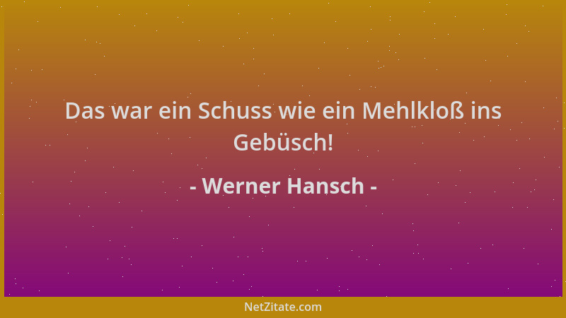 Werner Hansch - Das war ein Schuss wie ein Mehlkloß ins Gebüsch!...