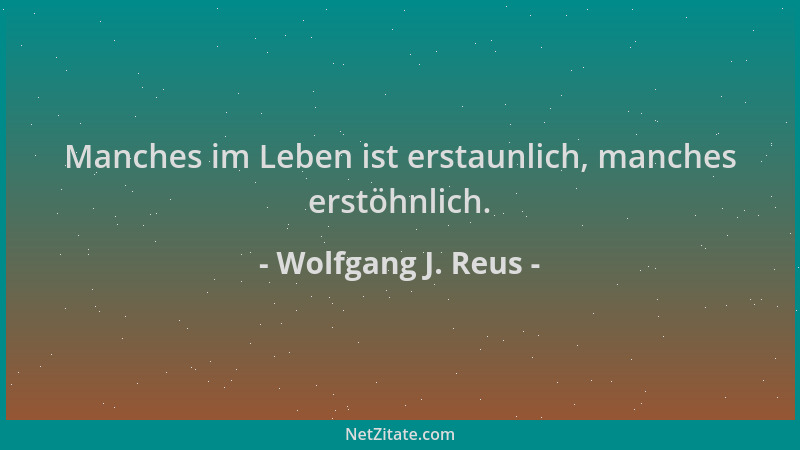 Wolfgang J. Reus - Manches im Leben ist erstaunlich, manches erstöhnlich....