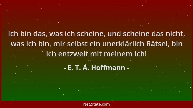 E. T. A. Hoffmann - Ich bin das, was ich scheine, und scheine das nicht, was ich bin, mir selbst ein unerklärlich Rätsel, b...