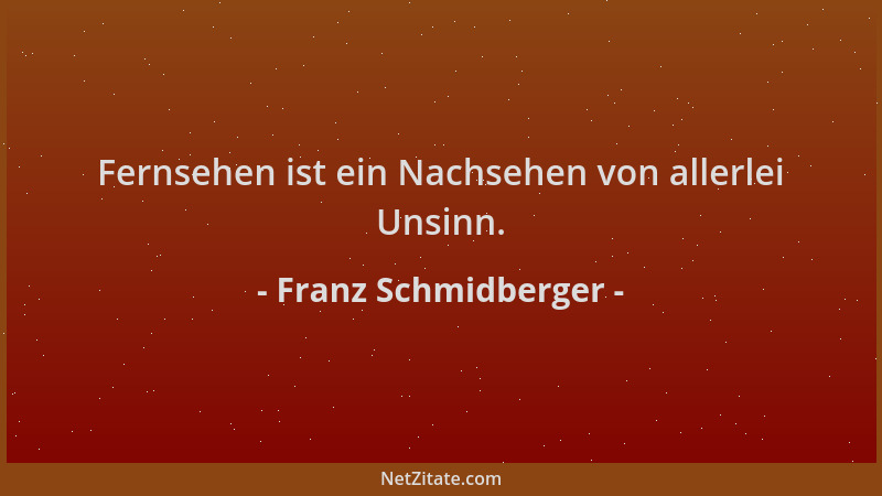 Franz Schmidberger - Fernsehen ist ein Nachsehen von allerlei Unsinn....