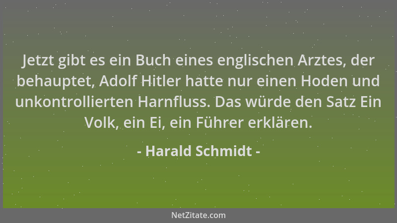 Harald Schmidt - Jetzt gibt es ein Buch eines englischen Arztes, der behauptet, Adolf Hitler hatte nur einen Hoden und unko...