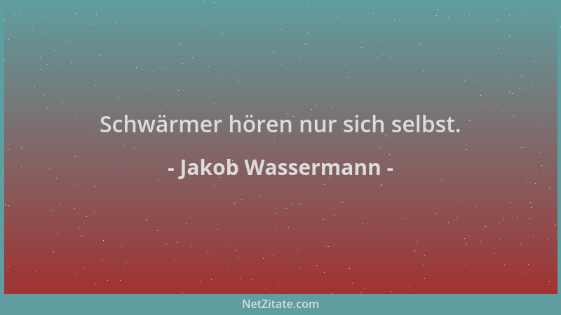 Jakob Wassermann - Schwärmer hören nur sich selbst....