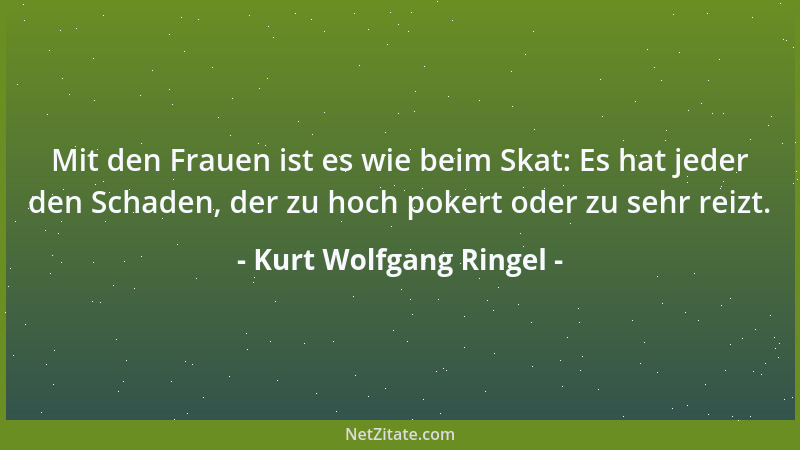 Kurt Wolfgang Ringel - Es gibt Menschen, die nicht sprechen, sondern mit Worten schießen....