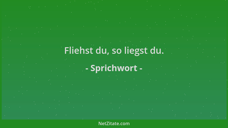 Sprichwort - Fliehst du, so liegst du....