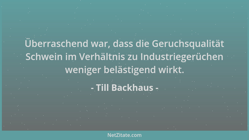 Till Backhaus - Überraschend war, dass die Geruchsqualität Schwein im Verhältnis zu Industriegerüchen weniger belästigend w...