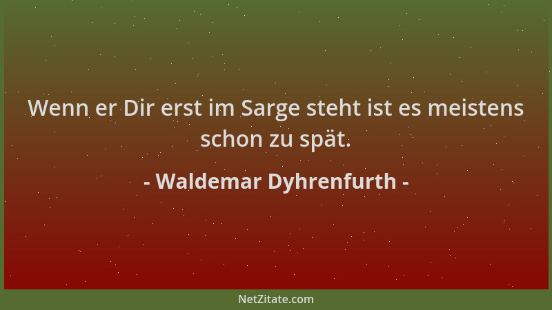 Waldemar Dyhrenfurth - Wenn er Dir erst im Sarge steht ist es meistens schon zu spät....