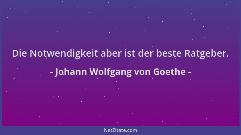 Johann Wolfgang von Goethe - Die Notwendigkeit aber ist der beste Ratgeber....